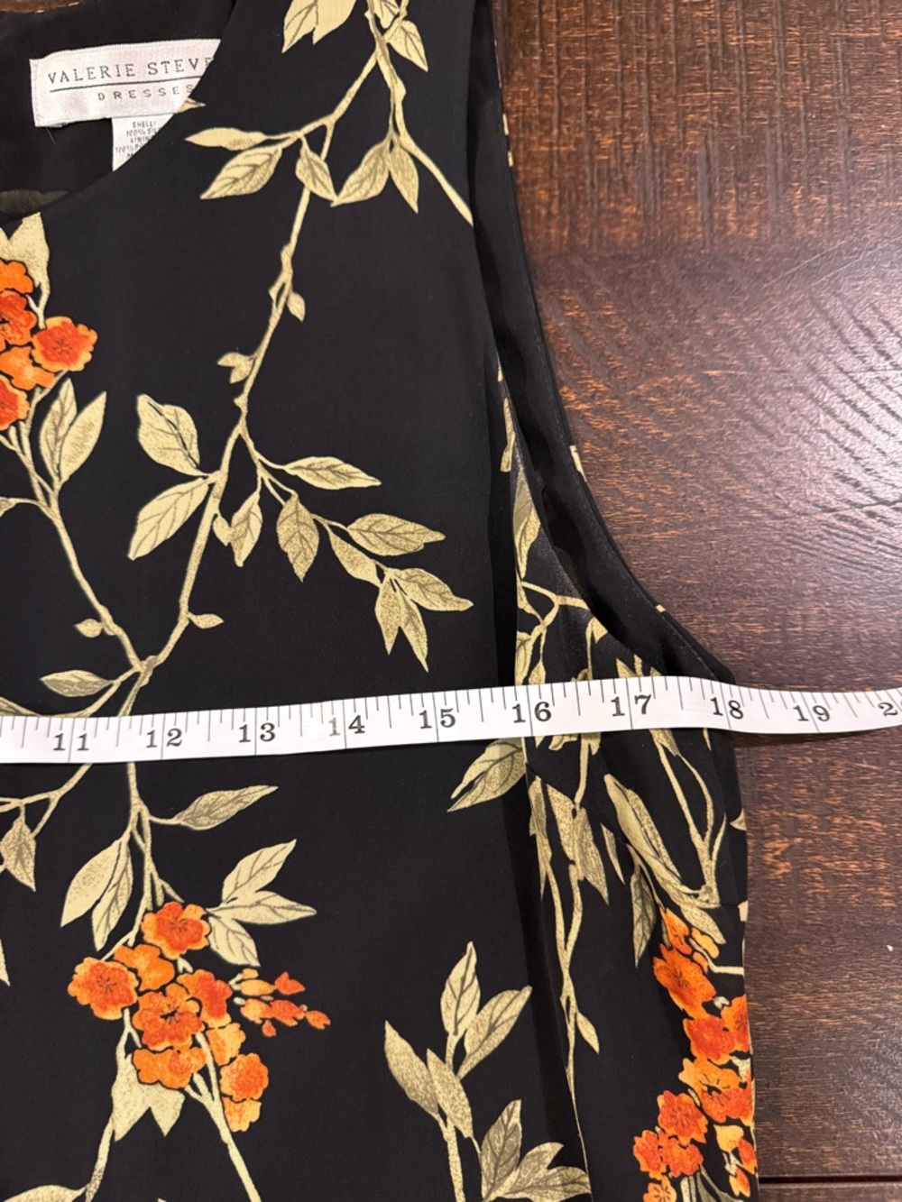 Valerie Stevens Floral Maxi Dress Black Orange Sleeveless Silk Size 10 Elegant - Picture 9 of 11